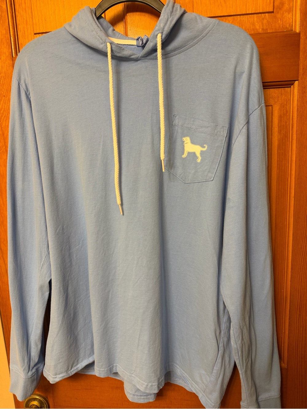 The Black Dog Light Blue Long-Sleeve Hooded Pullover with Cream Logo